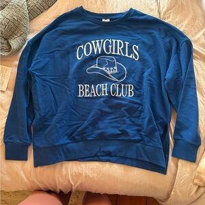 Blue Cowgirls Beach Club Crewneck